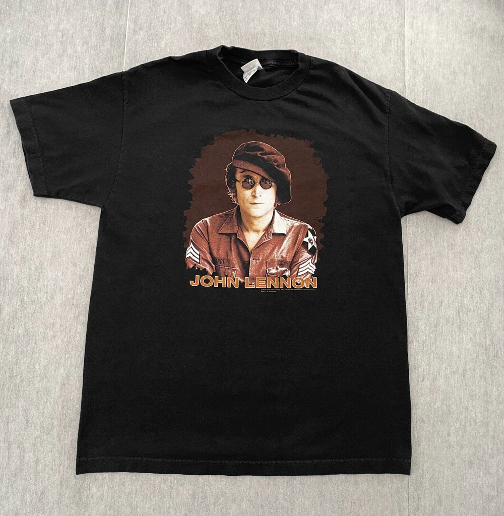 VINTAGE John Lennon Shirt Adult Large Black US Army Military 2005 Tee Logo Men L